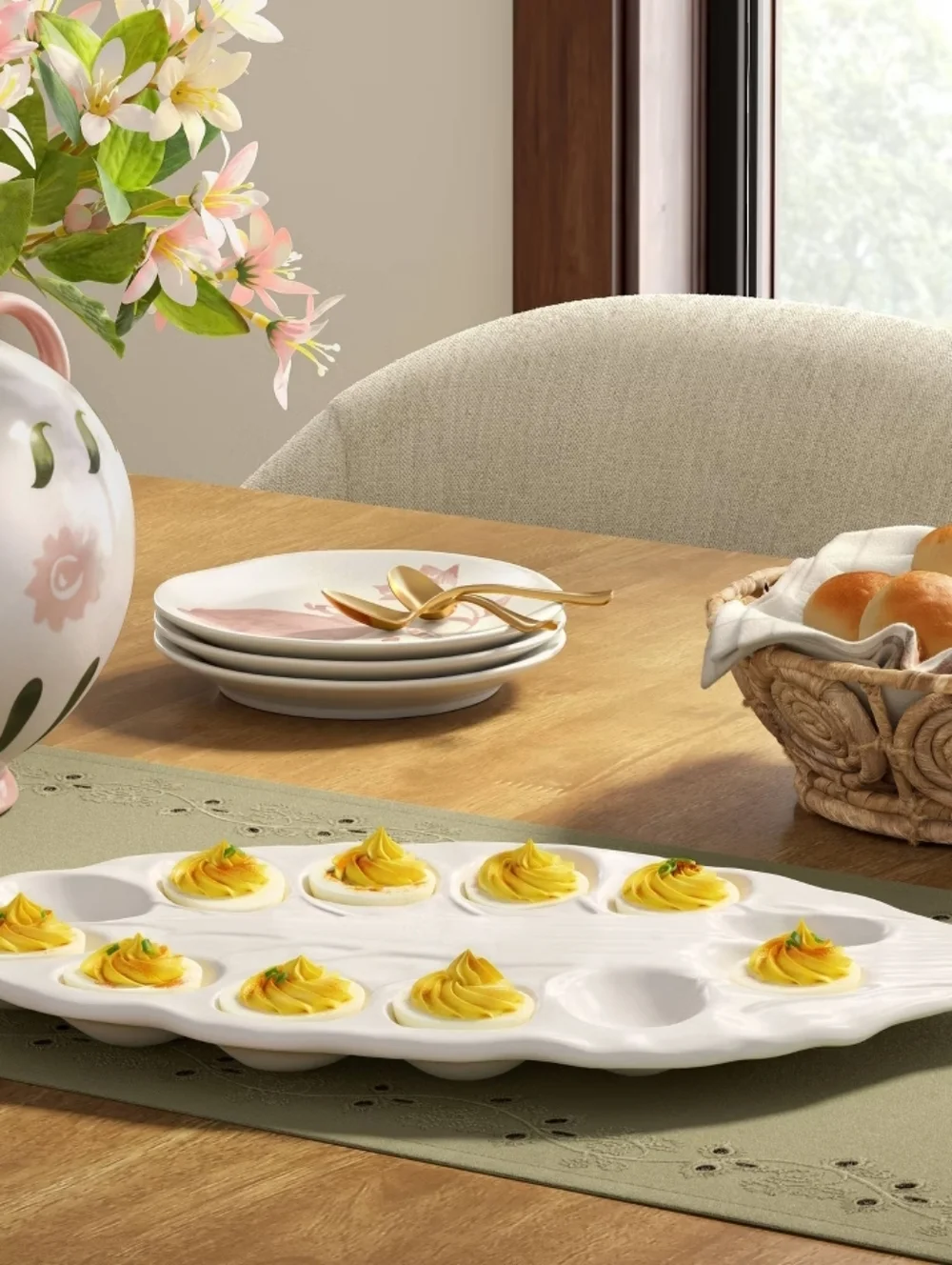 White Ceramic Cabbage Teapot, Egg Plate,‎ Set Of 2 Dip Bowls - Threshold